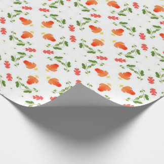 Papier Cadeau Motif feuille aux fleurs orange