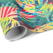 Papier Cadeau Motif Feuille coloré (Coin rond)