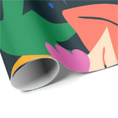 Papier Cadeau Motif feuille coloré, dynamique (Coin rond)