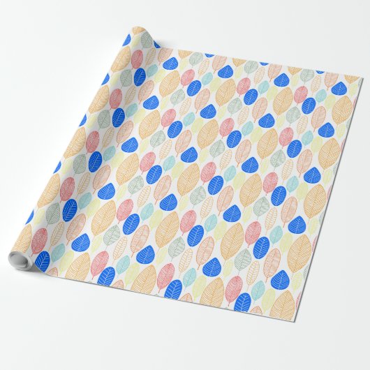 Papier Cadeau Motif feuille - Couleurs 02 (Déroulé)