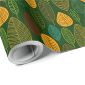 Papier Cadeau Motif feuille - Couleurs 03 sur Vert foncé (Coin rond)