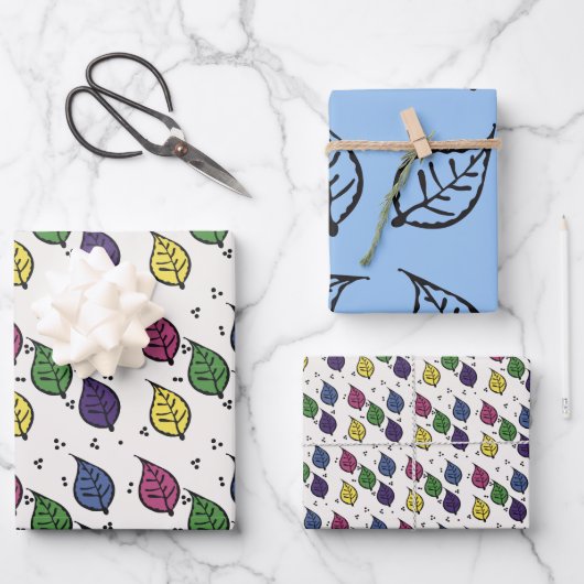 Papier Cadeau Motif feuille de bois (Recto)