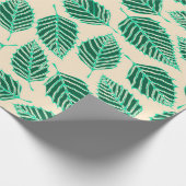 Papier Cadeau Motif Feuille de bouleau vert contemporain (Coin)