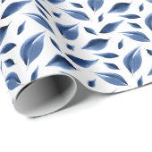 Papier Cadeau Motif Feuille de couleur bleu marine moderne (Coin rond)
