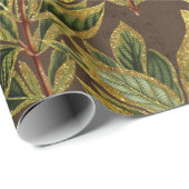 Papier Cadeau Motif Feuille de la jungle (Coin rond)