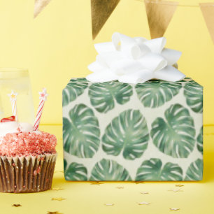 Papier Cadeau Motif Feuille de Monstera Tropicale Verte