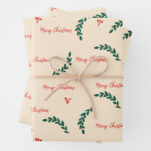 Papier Cadeau motif feuille de Noël (En situation)