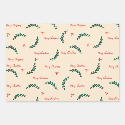 Papier Cadeau motif feuille de Noël (Devant)