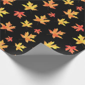 Papier Cadeau Motif feuille d'érable jaune orange noir (Coin)