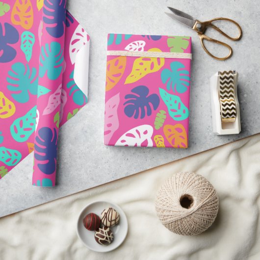 Papier Cadeau Motif Feuille d'été de couleur vive (Artisanat)