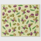 Papier Cadeau Motif Feuille d'olive et d'olive rustique (Plat)