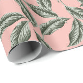 Papier Cadeau Motif Feuille du jardin tropical (Coin rond)