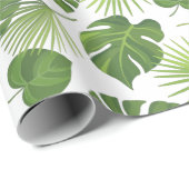 Papier Cadeau Motif Feuille élégant Green Tropical (Coin rond)