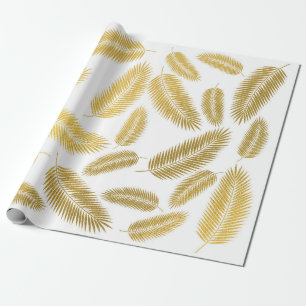 Papier Cadeau Motif Feuille Faux Gold Palm