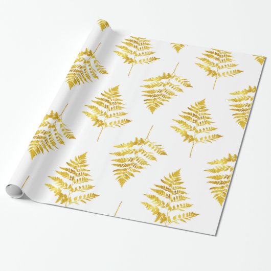Papier Cadeau Motif Feuille Gold Fern (Déroulé)
