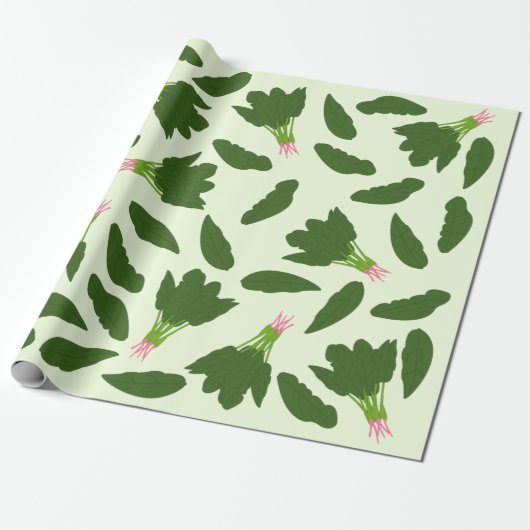 Papier Cadeau Motif Feuille Green Spinach (Déroulé)