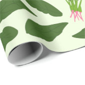 Papier Cadeau Motif Feuille Green Spinach (Coin rond)