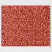 Papier Cadeau Motif Feuille illustré moderne rouge et or (Plat)