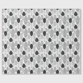 Papier Cadeau Motif feuille - noir sur blanc (Plat)