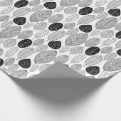 Papier Cadeau Motif feuille - noir sur blanc (Coin)