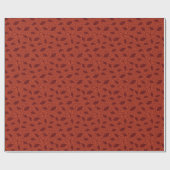 Papier Cadeau Motif feuille rouge sur orange (Plat)