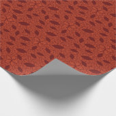 Papier Cadeau Motif feuille rouge sur orange (Coin)