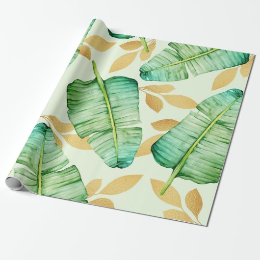 Papier Cadeau Motif Feuille Tropical Palm (Déroulé)