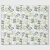 Papier Cadeau Motif Feuille vert aquarelle (Plat)