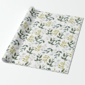 Papier Cadeau Motif Feuille vert aquarelle (Déroulé)