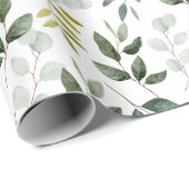 Papier Cadeau Motif Feuille vert aquarelle (Coin rond)