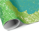 Papier Cadeau Motif feuille vert transparent (Coin rond)