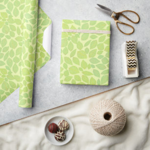 Papier Cadeau Motif Feuille verte sur Arrière - plan vert Paste