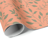 Papier Cadeau Motif Feuilles de Bois (Coin rond)