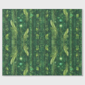 Papier Cadeau Motif feuillu vert futuriste (Plat)