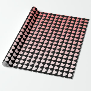 Papier Cadeau Motif Fillette Cœur Noir Rose Simple