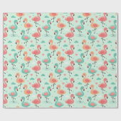 Papier Cadeau Motif flamant rose de dessin animé mignon (Plat)