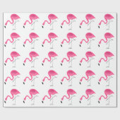 Papier Cadeau Motif Flamants roses blanc et rose (Plat)