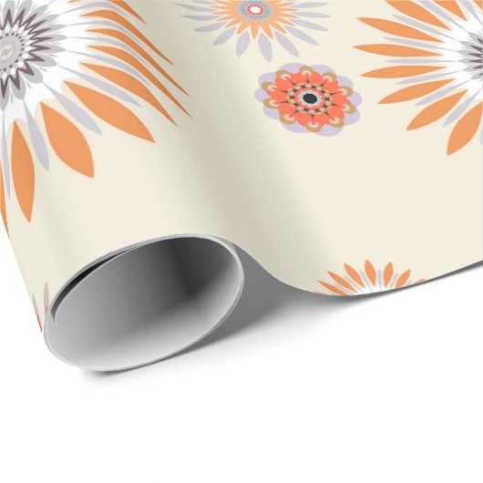 Papier cadeau motif fleur 4 (Coin rond)