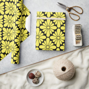 Papier Cadeau Motif Fleur Concho Jaune