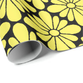 Papier Cadeau Motif Fleur Concho Jaune (Coin rond)
