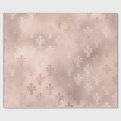 Papier Cadeau Motif fleur de lis Rose Gold et rose blush (Plat)