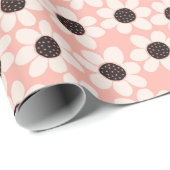 Papier Cadeau Motif Fleur Rose Cute (Coin rond)