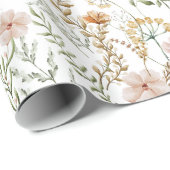 Papier Cadeau Motif Fleur sauvage aquarelle (Coin rond)