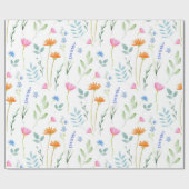 Papier Cadeau Motif Fleur sauvage d'aquarelle mixte (Plat)