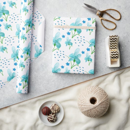 Papier Cadeau Motif fleur sauvage et Iris bleu (Artisanat)