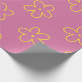 Papier Cadeau Motif Fleur simple et jaune rétro (Coin)