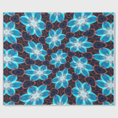 Papier Cadeau Motif Fleurs bleues Abstraites (Plat)