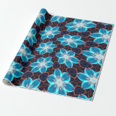 Papier Cadeau Motif Fleurs bleues Abstraites (Déroulé)