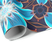 Papier Cadeau Motif Fleurs bleues Abstraites (Coin rond)