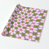 Papier Cadeau Motif Fleurs Cosmos (Déroulé)